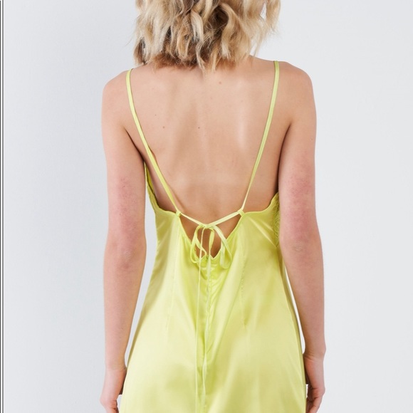 Neon Lime Green Trim Criss-Cross Loungewear Dress - Picture 2 of 2